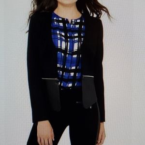 BLACK LEATHER ZIPPER BLAZER